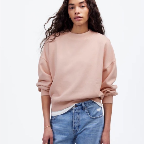 Madewell Tops - Madewell Relaxed Mockneck Cropped Sweatshirt Pale Blush Women’s Small